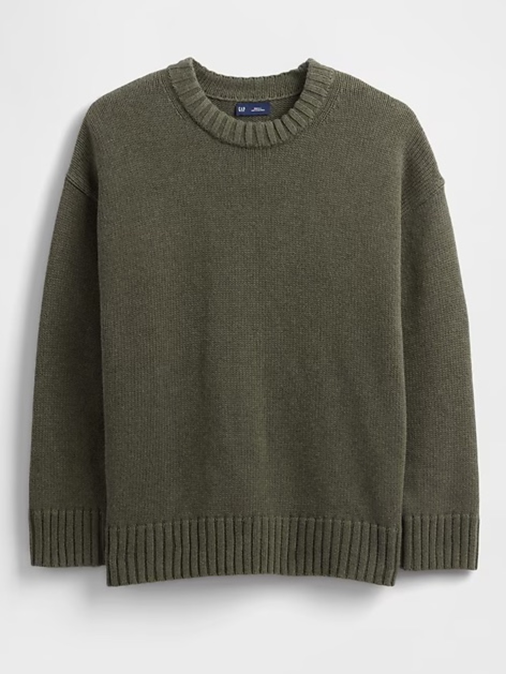 GAP 100% Cotton Olive Green Oversized Crewneck Sweater